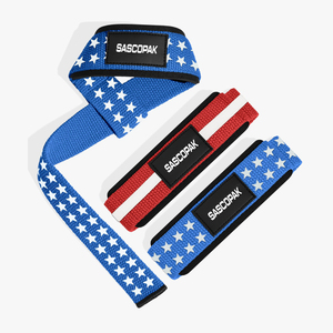 Sangles de levage antidérapantes en néoprène rembourré avec impression silicone motif drapeau américain, accessoires de gym, fabricant, service OEM/ODM - Product Image 1