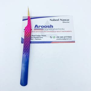 แหนบต่อขนตาสองโทนสีทองด้ามยึดเพชรทำจากสเตนเลสสตีลทนทาน - Product Image 2