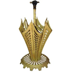 Porte-parapluies d'intérieur doré, support de rangement, seau à parapluies, décoration d'intérieur, ombre royale, revêtement en poudre, rangement élégant - Product Image 1