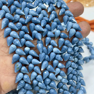 โอปอลสีน้ำเงินเข้มธรรมชาติ AAA ทรงหยดน้ำเจียระไนแบบบริโอเล็ต ร้อยเป็นสายยาว 8 นิ้ว ขนาดประมาณ 6x9 มม. - Product Image 1