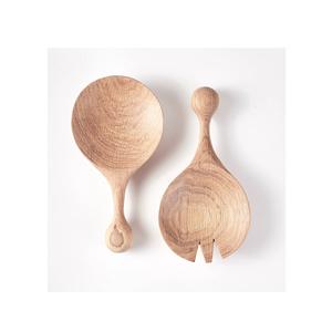 Vente flash : service à salade en bois, bois de manguier poli émaillé, avec plateau rond assorti - Product Image 6