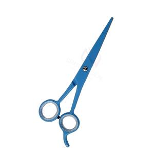 Ciseaux de coiffure pour barbier en acier inoxydable allemand, pour droitiers |   Conception à pointe émoussée |   Lame droite bleue de précision haute qualité - Product Image 4