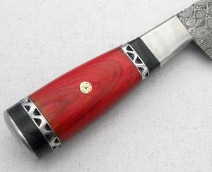 Cuchillo de Chef Hecho a Mano de Alta Calidad con Hoja de Acero de Damasco y Mango de Madera Pakawood con Funda de Cuero para Uso en la Cocina. - Product Image 5