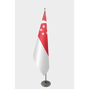 Bandera Oficial de Singapur para Interiores, 3x5 pies, Satén, Algodón, Tela Plástica, Impresión Digital para Uso Automotriz, Aluminio, Fibra de Vidrio - Product Image 1