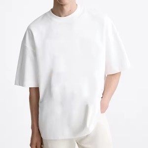 T-shirt pour homme en gros, 100% coton, logo personnalisé, haute qualité, col rond côtelé, coupe classique, épaule, design vierge, respirant - Product Image 3