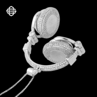 Pendentif Casque Audio Personnalisé en Argent 925 Plaqué Or, Sertie de Diamants Moissanite, Thème Musical Hip Hop DJ, Bijou Bling pour Homme, Idéal au Quotidien
