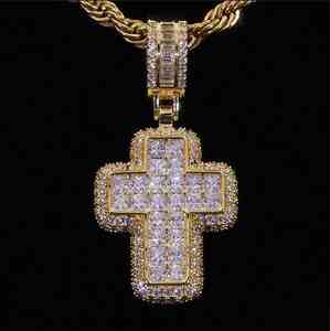 Impresionante novedad, colgante de diseñador, probador de diamantes de paso de oro blanco de 14 quilates, diamantes cultivados en laboratorio de corte redondo, joyería Popular para Unisex - Product Image 5