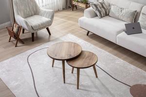 Ensemble de tables basses en noyer, style moderne du milieu du siècle, ensemble de tables d'appoint rondes en bois, table gigogne, style minimaliste, accent de salon - Product Image 5