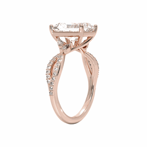 Bague de fiançailles en diamant taille radiant torsadée pour femmes - Product Image 5