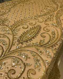 Tissu de Broderie Perlée Haut de Gamme Fait Main avec Paillettes, Pierres et Strass en Cristal pour Robe de Mariée et Robe de Soirée - Product Image 3