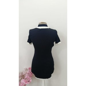 Vestido Mini de Punto Ajustado de Manga Corta y Cuello Alto para Mujer de Jane's, Prenda de Punto Informal de Color Sólido para Uso Diario, Modelo - Product Image 6