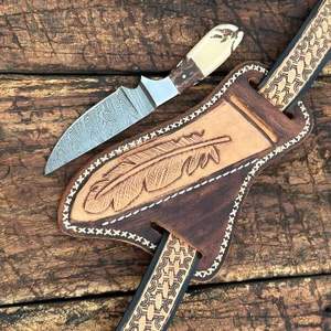 Cuchillo de Caza de Acero de Damasco de Alta Gama, Venta al por Mayor, con Mango de Madera, Forjado a Mano, Personalizado con Funda de Cuero - Product Image 6