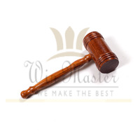 Marteau En Bois Avec Bloc Sonore – Pour Juge, Avocat, Enchères – Longueur 26,5 Cm, Bloc Diamètre 14 Cm – Cadeau Bureau Ou Collection