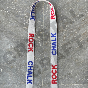 Tiza de roca personalizada oro blanco semilla cuenta bolsa correas 'Hook Em Horns' accesorio de moda correa de monedero con cuentas - Product Image 1