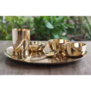 IndianArtVilla Juego de cena de diseño con acabado brillante de bronce puro hecho a mano, 6 piezas, servicio para el hogar, hotel y restaurante - Product Image 4