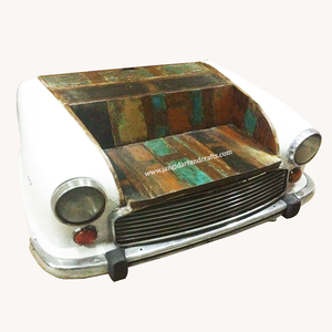 Vintage Industrial Iron and Wooden Automobile Car Converted Reproduction Living Room Sofa for Hotel and Restaurant India - Product Image 6