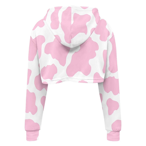 Sudadera con capucha corta de punto transpirable para mujer, con estampado de vaca rosa, manga larga, informal, para primavera - Product Image 4