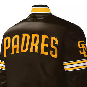 Chaqueta Bomber de Satén para Hombre al por Mayor, Chaqueta Varsity de Satén con Mangas Largas de Lona, Cierre de Cremallera y Contraste - Product Image 5