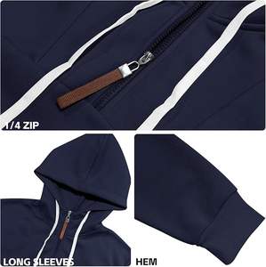 Pull à capuche en polaire pour hommes, manches longues, fermeture éclair, mode. - Product Image 5