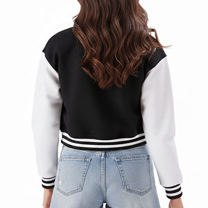 Chaqueta Varsity para Mujer, Diseño Nuevo, Personalizada, OEM, al por Mayor, Manga Larga, Transpirable, Estilo Crop Top, Chaqueta de Béisbol de Peso Pesado - Product Image 6