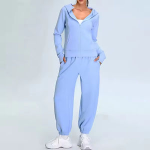 ชุดวอร์มมีฮู้ดสีล้วนสำหรับผู้หญิงชุดออกกำลังกายแนวสตรีทสำหรับฤดูหนาว - Product Image 5