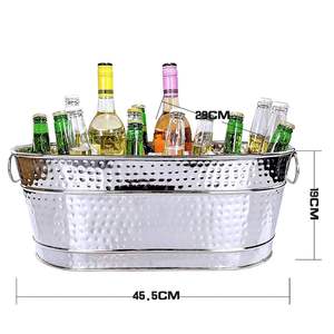 Cubo de hielo de champán ovalado de acero inoxidable martillado Royal Look con asa de almacenamiento de vino botellas de cerveza cubo de hielo Bar Ware - Product Image 6