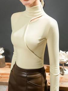 Pulls décontractés pour femmes, col roulé, manches longues, hauts chauds avec col semi-haut, chemise d'hiver, mode pour femmes - Product Image 3