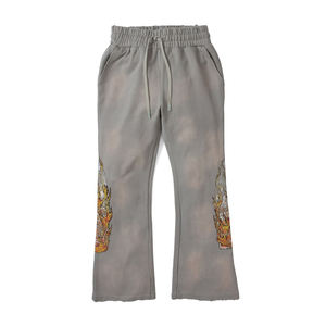 Pantalones Deportivos de Felpa con Bordado Personalizado al por Mayor, Pantalones Acampanados Desgastados Personalizados, Ropa Casual - Product Image 3