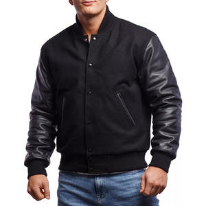 Chaquetas universitarias transpirables de Color liso para hombre, abrigo universitario de lana gruesa cálido de invierno a la moda para exteriores de manga larga de ajuste Regular - Product Image 1