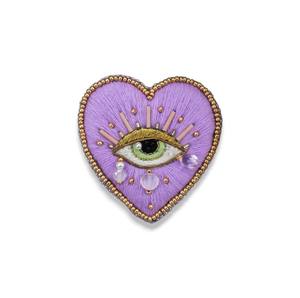 Coeur noir avec des broches en strass brodées à la main pour les yeux fil de lingot perlé broches faites à la main broche de mode - Product Image 5