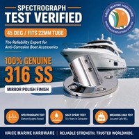 Nouveau support de main courante en acier inoxydable 316 poli miroir, base marine, angle de 45 degrés, diamètre extérieur 22 mm, pour tube, équipement de bateau, yacht, marine