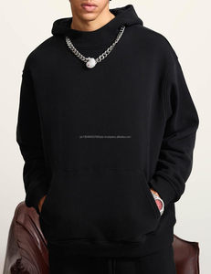 Sudadera con capucha de gran tamaño para hombre Sudadera con capucha de lana de peso pesado Sudadera con capucha de algodón Ropa de calle Lisa Sudadera con capucha con bolsillo - Product Image 3