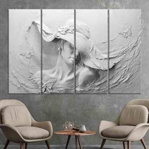 Lienzo Impreso: Elegante Retrato de Mujer en 3D, Arte Moderno para Pared, JUEGO DE 4 LIENZOS - Product Image 1