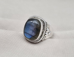 925 Sterling Silver Labradorite Blue Flash Gemstone <b>Ring</b> Handmade Vintage Boho <b>Statement</b> Jewelry <b>for</b> <b>Women</b> Wedding & Party Gift - Product Image 5