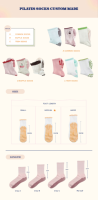 Chaussettes de yoga et de ballet personnalisées avec logo brodé en forme d'arc, antidérapantes, en demi-éponge, avec grip en forme de cœur, pour le Pilates, la danse, l'entraînement des femmes