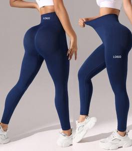 Pantalon de yoga serré tricoté taille haute pour femmes Leggings sans couture solides personnalisés de haute qualité Collants de yoga respirants - Product Image 6