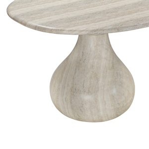 Table de salle à manger extérieure de luxe pour villa, en marbre travertin, forme ovale, très durable, pour intérieur et extérieur, avec deux pieds de support, de grande taille et lourde - Product Image 5