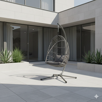 Fauteuil suspendu moderne en acier avec support, chaise à bascule d'extérieur avec coussin imperméable pour patio, jardin, balcon, école et parc