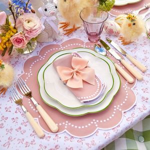 Soft <b>linen</b> embroidered table <b>placemats</b> perfect for farmhouse style decor and festive holiday dining arrangements - Product Image 6