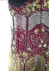 Amazing Boho Embellished Maxi Dress Hand <b>Beaded</b> Bohemian Kaftan Maxi Dress <b>Beaded</b> Evening Gold Embroidered Maxi Embellished Back - Product Image 4