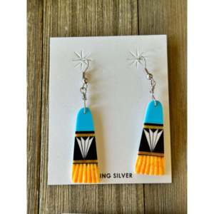 Terrs Velloceyo <b>Sterling</b> <b>Silver</b> Geometric <b>Drop</b> <b>Earrings</b> with Multi Stone Accents - Product Image 1