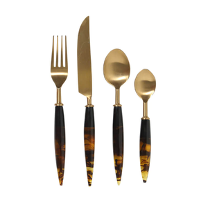 Eco Friendly 304 Stainless Steel Silver <b>Flatware</b> <b>Set</b> (<b>Set</b> of 4) with Synthetic Stone Handles for Home Hotel Restaurant Party Use - Product Image 5