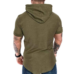 Vente en gros de sweats à capuche à manches mi-longues 100% coton pour hommes, sweat-shirt d'hiver solide à capuche respirante de différentes couleurs - Product Image 6