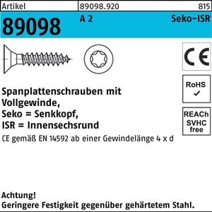 Tornillos para aglomerado R 89098 SEKO ISR VG 4x30-T20 A2, 200 piezas por paquete - Product Image 1