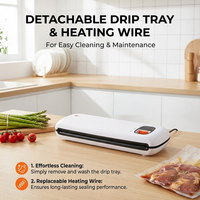 75kPa 100W 28cm 12L/min 50 Cycles Per Charge tuyau externe cuisine alimentaire machine sous vide portative scelleuse sous vide