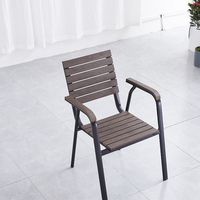 Chaise de jardin en aluminium avec assise et dossier en bois, fauteuil de patio extérieur pour restaurant, jardin, balcon