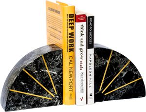 Sujetalibros de columna de mármol clásico-Portalibros de piedra atemporal para estanterías elegantes - Product Image 2