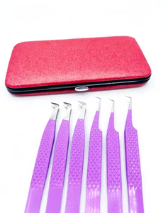 New Arrival Mega Volume 90 Degree Sliver Tips <b>Plain</b> Grip Customize Color Stainless Steel Solid Extension Private Label Tweezers - Product Image 4