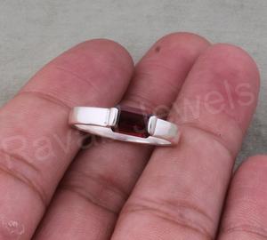 แหวนชั้นดีทำจากเงินสเตอร์ลิง925แข็งมีง่ามโกเมนตั้ง7x9มม. สำหรับปาร์ตี้งานแต่งงาน - Product Image 2