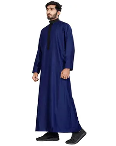 नया डिज़ाइन कंट्रास्ट रंग कफ्तान अबाया थोब मोरक्को पुरुष थोब थोक इस्लामिक फैशन थोब बागे ओ गर्दन अनुकूलित डिजाइन